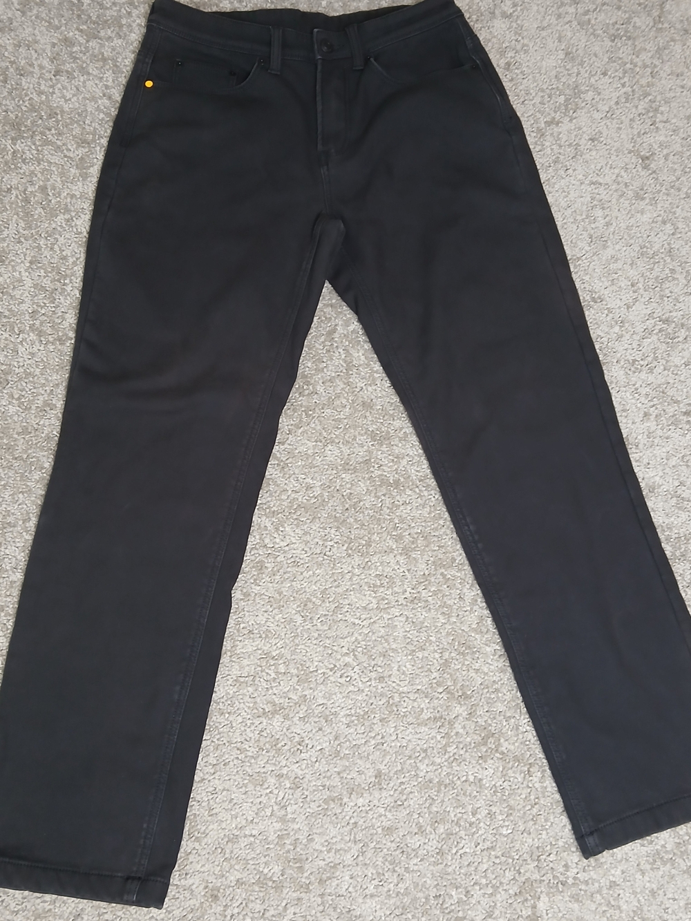 Caterpillar Men's Black Work Pants Fleece Lined Canvas Black Insulated - 32x32